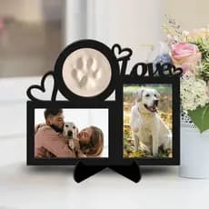 Porta Retrato Pet Com Registro Da Pata - Quadro Registro Eterno Animais de Estimação - Presente Memorial Love