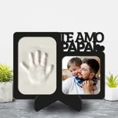 Porta Retrato Te Amo Papai Presente para Pai com Molde da MãoCriança Memória Pezinho Lembrança Eterna - Presente