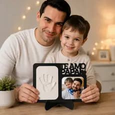 Porta Retrato Te Amo Papai com Molde da Mão do Bebê ou Criança | Presente Dia dos Pais | Lembrança Eterna