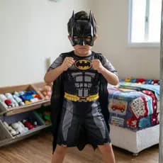 Fantasia Infantil Curta Batman com Enchimento Mascara de plastico