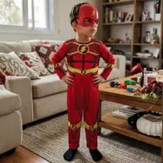 Fantasia Infantil Flash Longa Com máscara de Plástico