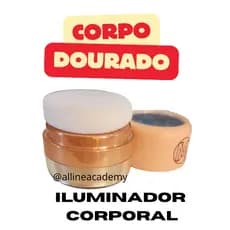 Iluminador corporal e facial com Puff aplicador