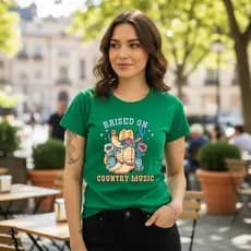 Camiseta T Shirt 100% Algodão Estampa Country Music Modelo Novo Envios Imediatos