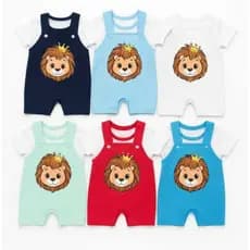 jardineira baby leão + camiseta para bebê menino.