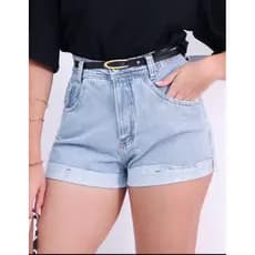Shorts jeans  com pedraria , short jeans  com cinto , tendência, bermuda jeans ,moda, 100% jeans , cintura alta