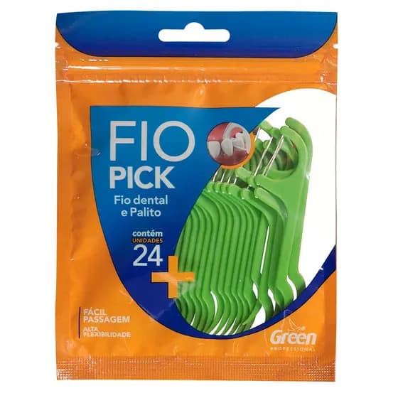 Fio Dental Com Haste e Palito FioPick - Cabo de Alta Flexibilidade - Green
