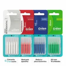 Escova Interdental Ortodontica com 10 Unidades Cerdas Cilindricas Conicas - 2 a 7mm - Green