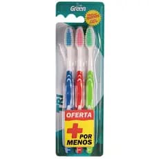 Escova de Dente Mais Por Menos - Macia - c/3 Escovas Para Familia - Green