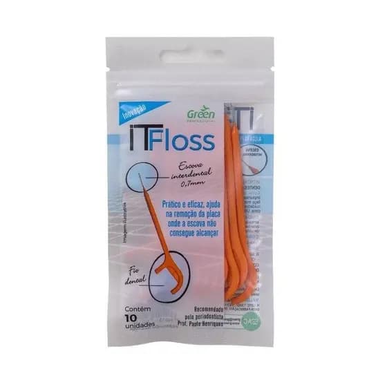 ESCOVA INTERDENTAL FIO PICK ITFLOSS C/10 - GREEN