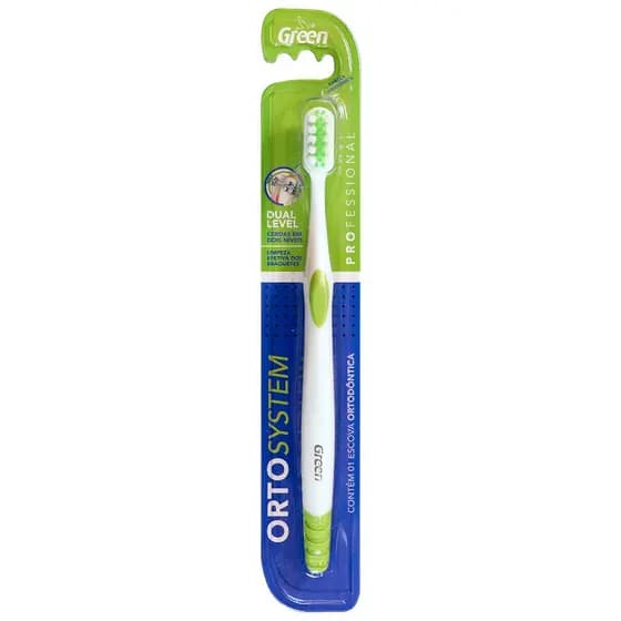 Escova de Dente Orto interdental Profissional Cerdas em Dois Níveis Sulco Central - Green