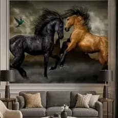 Papel de Parede Adesivo 3d Cavalo Autocolante Decoração Elegante Para Sala Escritório e Quarto