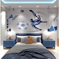 Papel de Parede Infantil Esporte Futebol Bola Lavável Auto Colante Decoração Menino