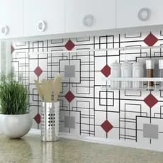 papel de parede para cozinha lavavel Geometrico Branco Personalizado