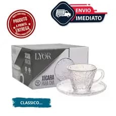 Xícara de Chá de Cristal Martelado com Pires Petra 180ml – Sofisticação e Brilho para sua Mesa!