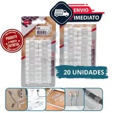 Kit com 20 Clips Fixadores para Organização de Fios e Cabos Fácil Instalação e Alta Fixação