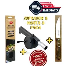Kit Churrasco Completo: Soprador, Manta Antiaderente e Faca Linha Jumbo – O Trio Perfeito para Seu Churrasco!