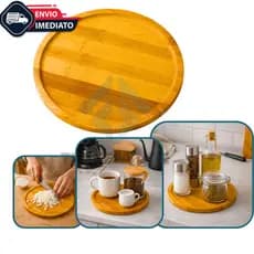 Tábua De Bambu 20x20 Cm Multiuso Para Cortar Servir Armazenar Organizar