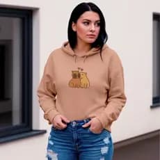 Blusa de Frio Moletom Canguru Feminino Capivara Algodão Capuz e Bolso