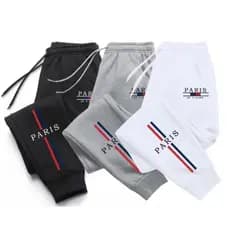 Kit 3 Calças Moletom Unissex Paris Calças Largas Flanelado 100% Algodão Streetwear Lançamento Confortável