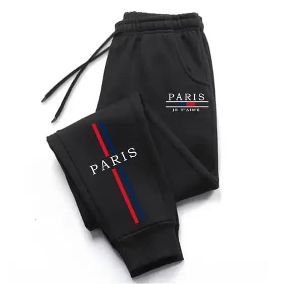 Calça Moletom Jogger Masculina Paris Calça Estilo Streetwear Casual Bolsos Flanelada Aproveite