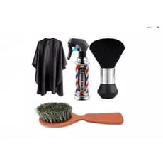 Kit Barbeiro Capa De Corte + Borrifador + Espanador + Escovinha Fade top