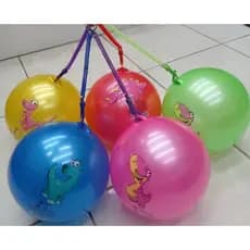 Kit 6 Bola Vinil Poing Poing De Dinossauro Cordão Com Mola