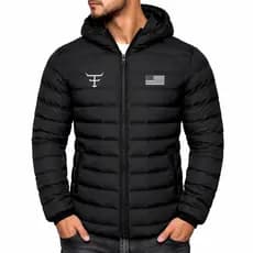 Jaqueta Bobojaco Puffer Masculina  Adulto e Infantil Com Capuz Removível Corta Vento Texas Farm