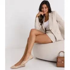 sapato sapatilha feminino Oxford bege verniz moderna, vizzano casual e confortável - 34 seminovo