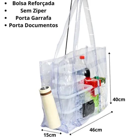 Sacola Transparente Bolsa Jumbo SEM ZÍPER Cristal PVC Penitenciaria Club Piscina Praia
