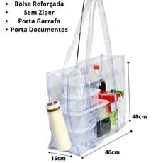 Sacola Transparente Bolsa Jumbo SEM ZÍPER Cristal PVC Penitenciaria Club Piscina Praia
