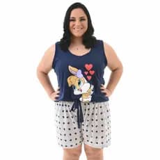 Pijama Feminino Plus Size Baby Doll Plus Camiseta Verão