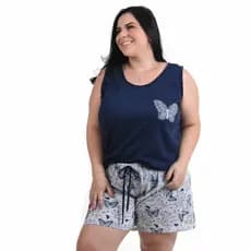 Baby Doll Camiseta e Short Plus Size Rosa Presente Linda Morena