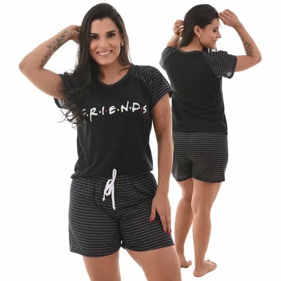 Baby Doll Pijama Feminino com Manga e Short