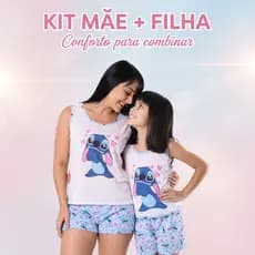 Kit 2 Pijamas Mãe E Filha Feminino Curto Adulto E Infantil