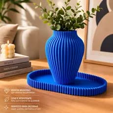 KIT DECORATIVO VASO + BANDEJA OVAL | DECORAÇÃO MODERNA PARA SALA, QUARTO E ESCRITÓRIO