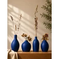 Kit 4 Vasos Decorativos Modernos Azul Royal Decoração Minimalista para Sala, Quarto e Escritório