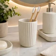 Copo Porta Escovas em Cerâmica Lavabo Branco 300ml - Lyor