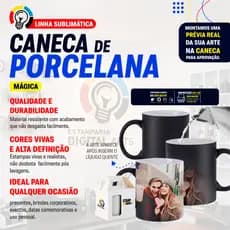 Caneca Mágica de Porcelana Personalizada com sua arte. Presenteie alguem especial ou uso pessoal