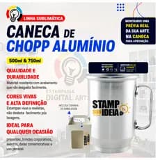 Caneca de Chopp Alumínio Personalizada com sua arte. Preseteie alguem especial ou uso pessoal
