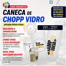 Caneca de Chopp Vidro Jateado Personalizada com sua arte. Presenteie alguem especial ou uso pessoal