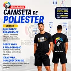 Camiseta 100% Poliester Penteada Personalizada para eventos, uniformes, grupos e uso casual.