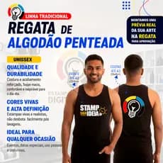 Regata de Algodão Penteada Personalizada com sua arte, para eventos, data especiais e uso causal.
