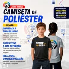 Camiseta Infantil de Poliester Personalizada - otima para eventos, uniformes e uso diario.