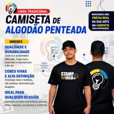 Camiseta de Algodão Penteada fio 30.1 Unissex Personalizada para uniformes, eventos e uso pessoal.