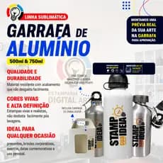 Garrafa de Água Alumínio Personalizada com sua arte. Otima para academia e treinos.
