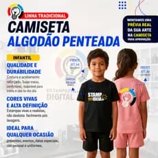 Camiseta Infantil de Algodão Personalizada com sua arte para eventos, uniformes e uso diario