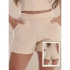 Short de linho feminino com bolso Moda Blogueira
