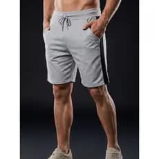 Bermuda Masculina Moletom Bicolor Com Bolsos e Cordão
