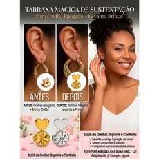 Tarraxa Mágica de Sustentação Orelha Rasgada Banhado a Ouro 18k Anti Alérgico