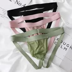 Tanga dupla clássica masculina sem costura seda gelo moda cintura baixa novo estilo tanga amigável à pele